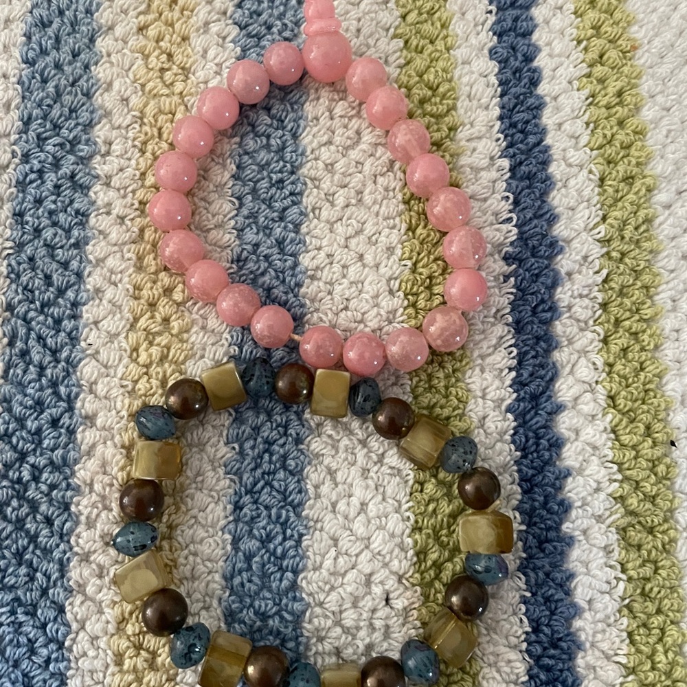 Kids Pink and Brown Beaded Bracelets